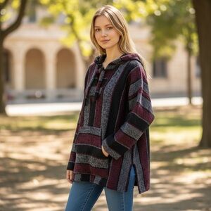 Striped Baja Hoodie Mexican Hoodie drugrug no wool